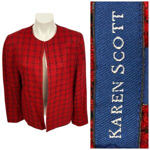 Karen Scott Blazer Womens 12 Red Jacket Holiday Work Office Career Church Casual